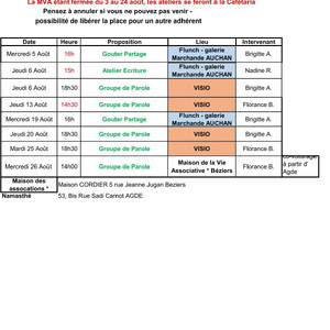 Planning AOUT Béziers Image 1